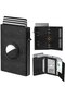 Metal RFID card holder genuine leather unisex wallet.