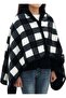Women's fleece shawl plaid scarf 100x140cm button warm winter. - 4