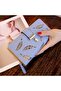 Women's apricot leather horizontal zipper mid-length leaf wallet.