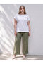 Lcw Curve White Large Size 100% Cotton Embroidered Women's T-Shirt - 2