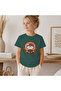 Kids' Kitty Yoga Patterned Printed T-Shirt 100% Cotton Single Jersey Fabric - Green - 2
