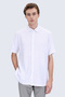 White Comfort Fit Button down Collar 100% Cotton Short Sleeve Shirt