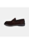 Men's Brown Suede Leather Classic Loafer with Band Detail - 3