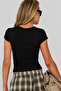 Layered Crew Neck Black Blouse - 3