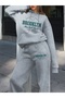 Unisex Men's Women's Brooklyn Baseball Printed Oversize 3 Thread Hooded Baggy Bottom Tracksuit Set - 2