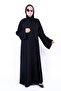 Elegant Black Beaded Line Abaya with Matching Hijab - 8