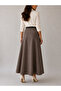 Belt-Detail Maxi Length Loose Mink Woven Skirt - 3