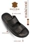 Genuine Leather Men's Slippers - Genuine Leather Men's Slippers with Soft Thick Soles C Black - 6