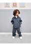 Children's 100% Cotton Compact Combed Parachute Fabric Zippered Tracksuit Set - Side Stripe Detail Bottom and Top Set