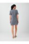 Navy Blue Collar Button Detailed Short Sleeve Cotton Dress - 4