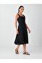 Black 100% Linen U-Neck Sleeveless Midi Dress - 2