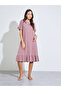 Pink Ribbed V Neck Ruffle Detail Nightdress
