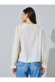 Beige Solid Long Sleeve Ruffle Blouse with Tie-Neck - 5