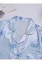 Blue Bow Print Shirt and Shorts Pajama Set - 2
