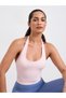 Pink Halter Neck Yoga Sports Vest with Padded Cups