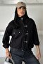 Women's Japanese Jacket Zr New Season Metal Decorated Buttoned Oversize Relaxed Fit Bomber Jacket - 3