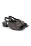 Women's Sandals Evening Dress Genuine Leather Laser Cut Short Heeled with Buckle 26Y-2805 - 3