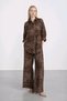 Women's Mink Floral Embroidered Embossed 2-Piece Set Shirt and Pants