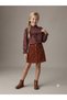 Girls Stand Collar Floral Print Blouse and Button Front Corduroy Skirt 2-Piece Set