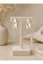 Gold Sari Damla Model Zircon Stone Earrings