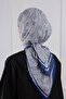 Hexagonal Patterned Soft Scarf Navy Blue - 3