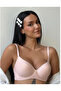 Women's Powder Pink Non-Padded Underwire Ribbed Bra Camisole Textured Comfortable Bustier Bra
