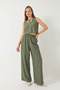 Women's High Waist Khaki Top and Bottom Set with Tie Detail Vest - 4