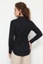 Women's Tie-Dye Detailed Waist-Fitted Cotton Shirt Dg Black - 5