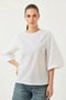 Women's White Camel Shirt with Side Tie Sweater - 5