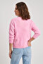 Women's Self Textured V-Neck Candy Pink Sweater - 5