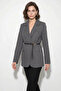Women's Garni Anthracite Jacket with Sleeve Detail and Belt - 3