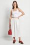 Women's Draped Maxi White Skirt with Elastic Waist and Pocket Detail - 2