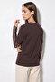 Women's Crew Neck Lace Sleeve Oversize Cotton t Shirt Bitter Coffee T-Shirt - 5