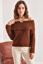 Women's Degaje Collar Brown Sweater - 4