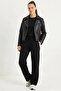 Women's Comfortable Flexible Modal Black Top and Bottom Set - 4