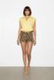 Women's Sleeveless Elastic Waist Balloon Crop Yellow Shirt - 3