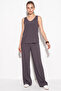 Women's V-Neck Strap Blouse with Palazzo Pants Gray Bottom-Top Set - 4