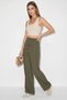 Women's High Waist Tie-Detail Wide Leg Viscose Trousers Dp Green - 2