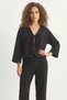 Women's Tie-Detail Kimono High-Waisted Loose Trousers Thessaloniki Black Set - 2
