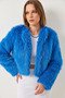 Women's Faux Fur Lined Cobalt Blue Coat - 2