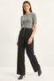 Women's Gold Button Detailed Pleated High Waist Palazzo Black Trousers - 6