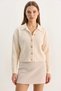 Women's Shirt Collar Button Detailed Knitted Knitwear Cream Cardigan
