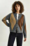 Women's Bakalava Patterned Anthracite Cardigan with Buttons - 5