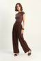Women's Voluminous Pleated Bitter Brown Pants - 6