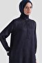 Jacquard Ruffle Collar Tunic Navy Blue - 5
