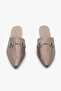 Platinum Color Genuine Leather Buckle Women's Slippers - 6
