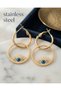 316L Steel Gold Color Zircon Stone Blue Eye Design Earrings