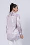 Women's Summer Lilac Floral Patterned Striped Long Shirt 70020 - 4