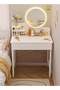 Dressing Table Modern Vanity Table Makeup Cabinet with LED Makeup Mirror and Drawer Makeup Table for Bedroom（60*40*125.5CM） - 2