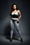 Black Leather Look Corset and Chain Fringed Skirt Set Plus Size - 4